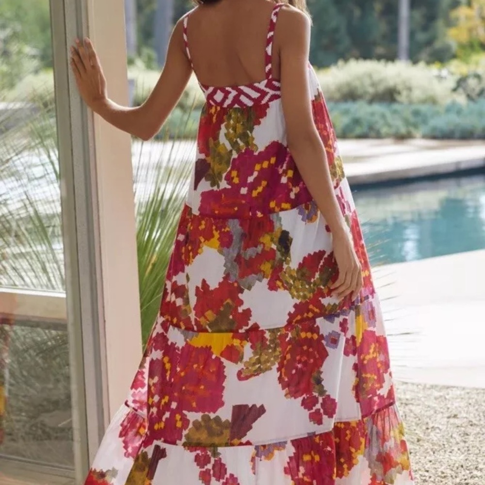 Red and Yellow Spaghetti Strap Sundress Maxi - Picture 6 of 7